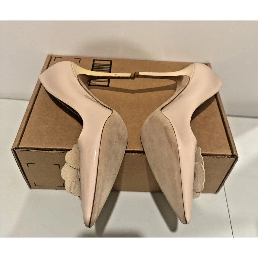 Kate Spade Size 10 Linden Patent Leather High Pump Nude Made in Italy **READ**